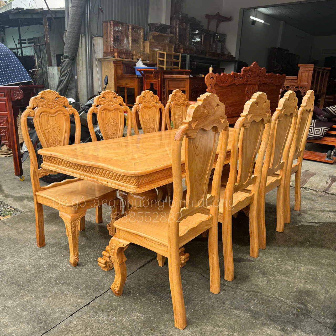 Bàn Ăn Gỗ Gõ Đỏ 100% Cao Cấp Bộ 8 Ghế