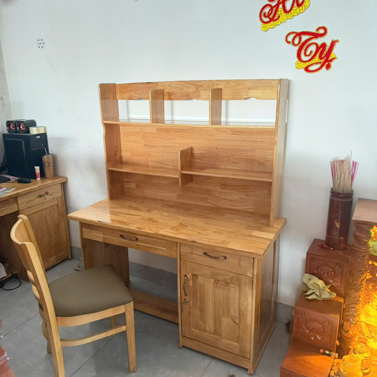 ComBo Bàn Ghế Học Sinh Gỗ Cao Su 1M2 Màu Tự Nhiên