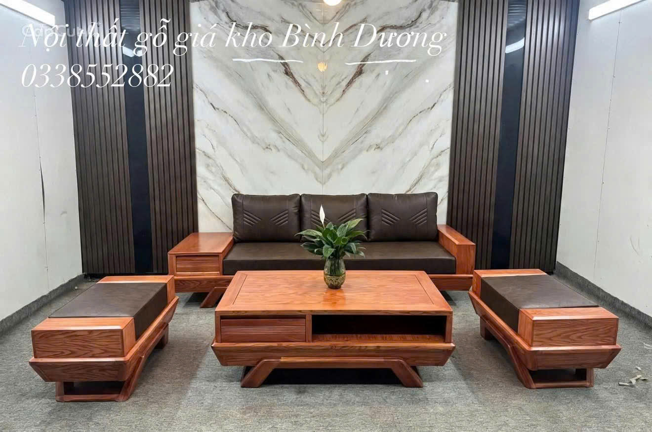 SoFa 1 Văng Bộ 4 Món Chân Thuyền Màu Xoan Đào