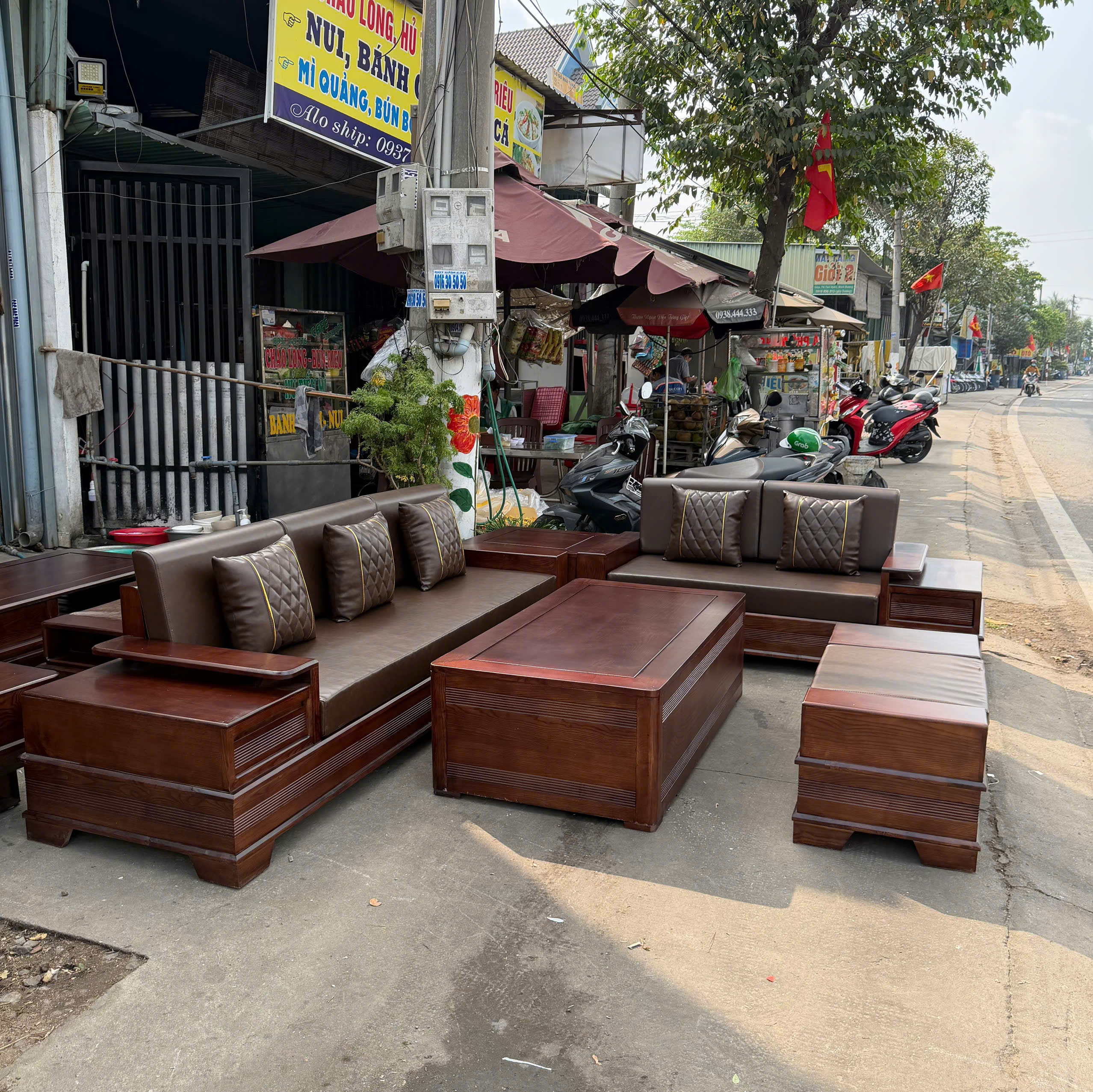 Sofa 2 văng chân pháo cánh tiên gỗ sồi Nga