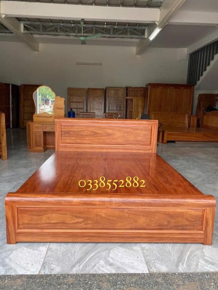 GIƯỜNG GỖ HƯƠNG ĐÁ DẠT PHẢN 1M8X2M