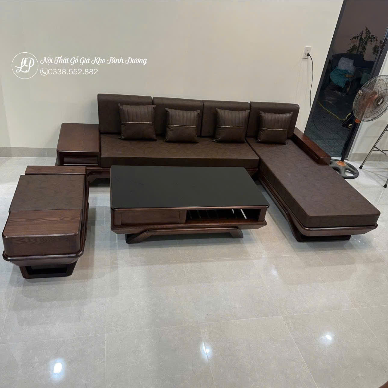 SoFa Góc L Chân Thuyền Vế Trái Gỗ Sồi Nga
