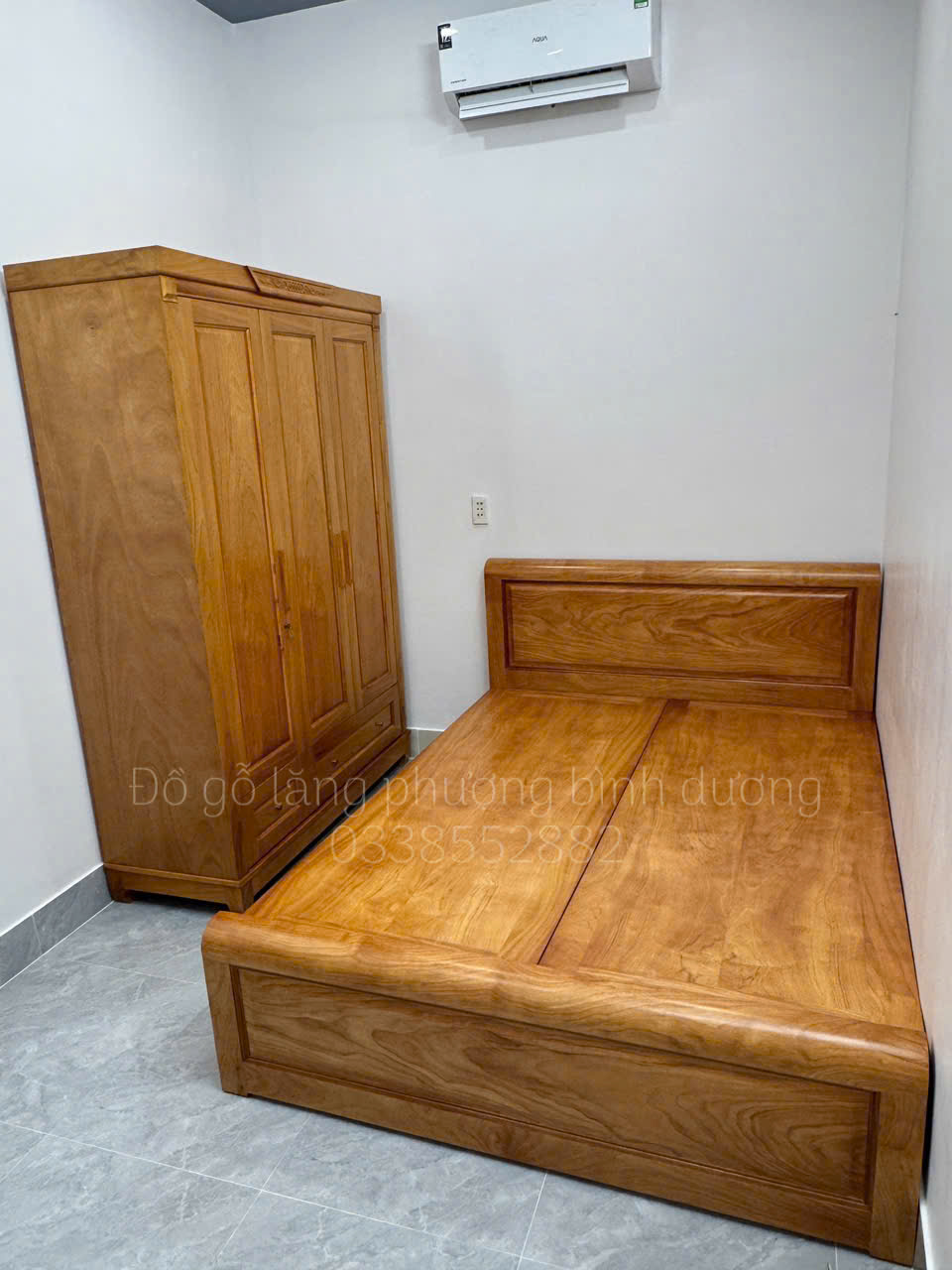 ComBo Giường Tủ Quần Áo Gỗ Gõ Đỏ