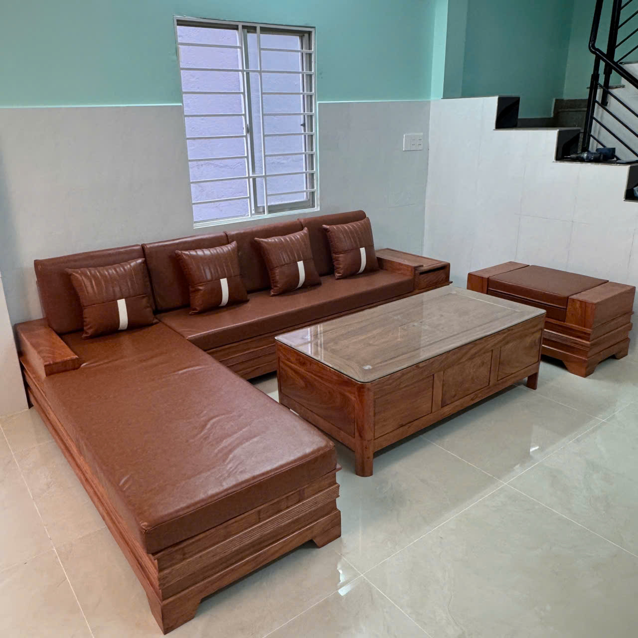 SoFa Góc Chân Pháo Gỗ Hương Đá Cao Cấp