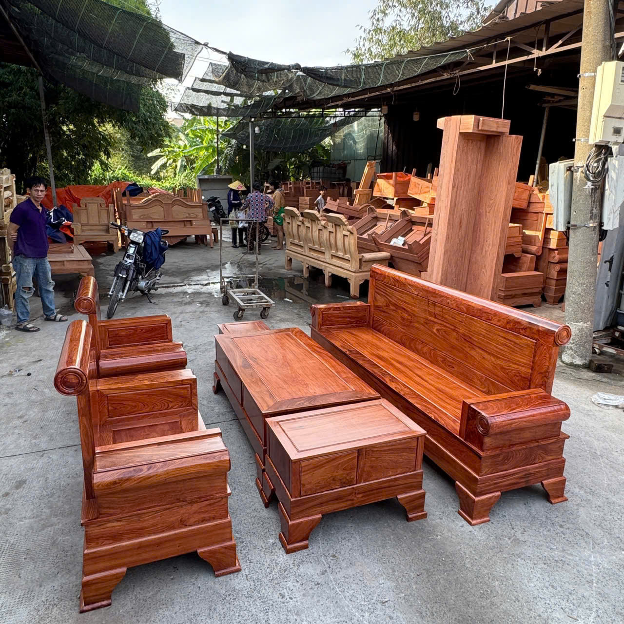 Bộ Salon gỗ hương đá mẫu pháo lớn