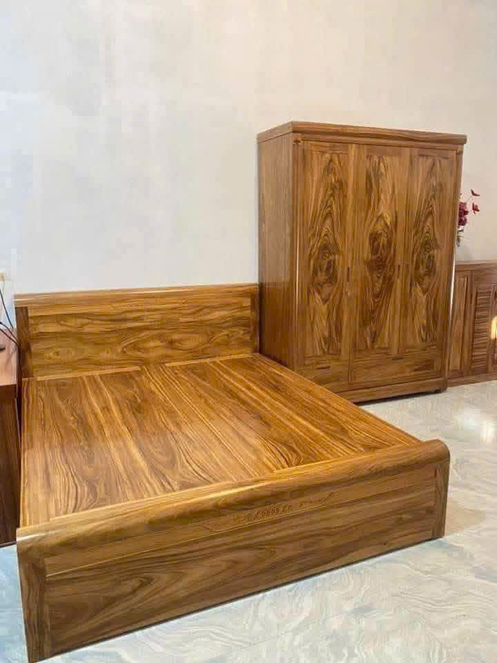 ComBo Giường Tủ Gỗ Hương Xám