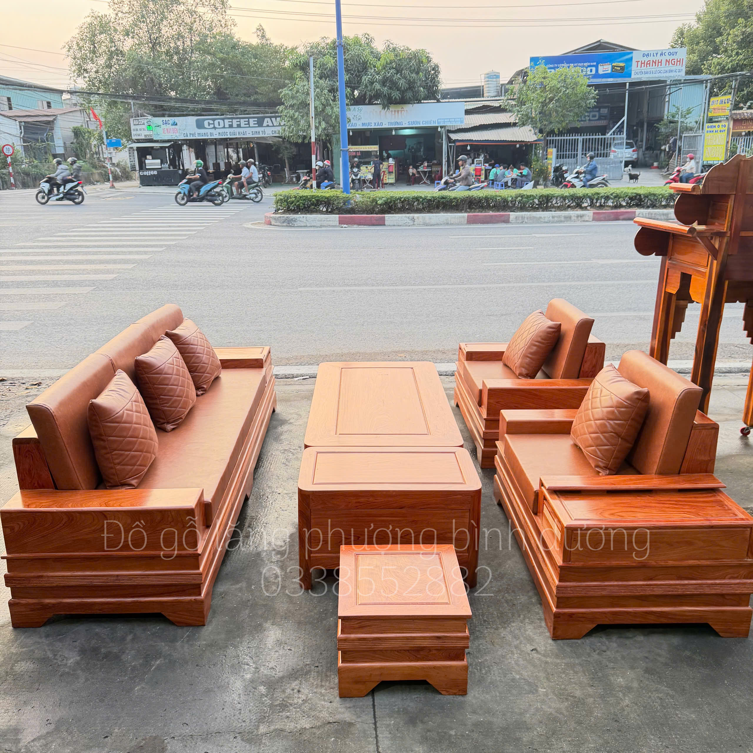 SoFa Đối Xứng Chân Pháo Gỗ Hương Đá  Cao Cấp
